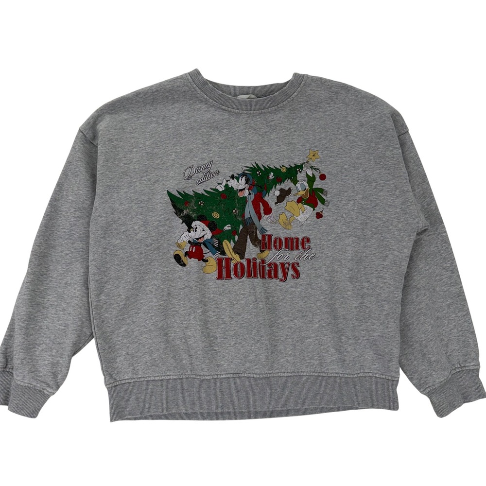H&M Disney Home for the Holidays Mickey Mouse‎ Gray Graphic Sweatshirt XS